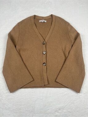 LOFT Ribbed Sweater Cardigan Wide Sleeve Warm Sand Large